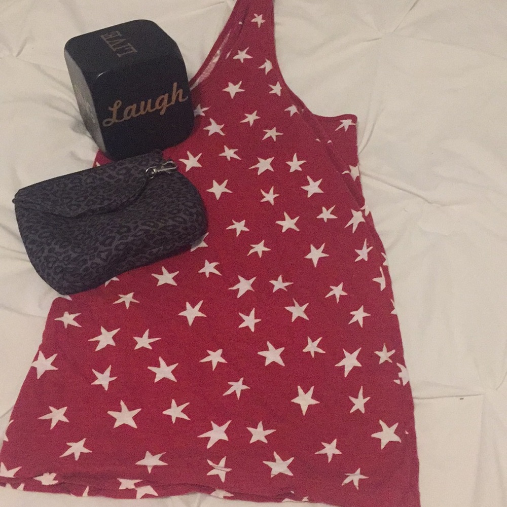 V-Neck Red&White Star Tank